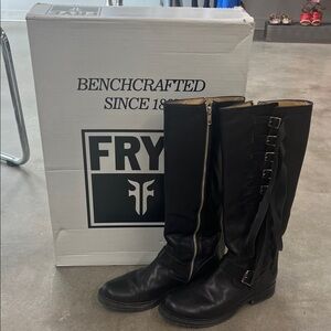 Frye Black Leather Knee-High Boots